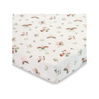 White Cotton Butterfly Print Fitted Crib Sheet - Corner View | Bambi Baby
