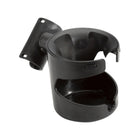 Black Plastic Silver Cross Wave Cup Holder - Angled Top-Down View with Mount Bracket | Bambi Baby