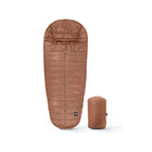 Mocha Cream Quilted mima Compact-Fold Footmuff with Storage Bag - Full Length Front View | Bambi Baby
