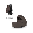 Chocolate Brown Silver Cross Nia Compact Travel Bassinet - Side View with Folded Chassis, IATA Cabin Compliant | Bambi Baby