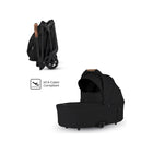 Onyx Black Silver Cross Nia Compact Travel Bassinet - Side View with Folded Chassis, IATA Cabin Compliant | Bambi Baby