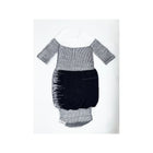 Black and White Knit Arms Out Long Sleeve Sleep Sack - Flat Lay Front View | Bambi Baby