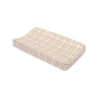 Mauve Plaid Cotton Farmhouse Changing Pad Cover - Perspective View | Bambi Baby
