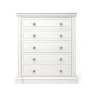 White Silva Jackson 5 Drawer Tall Chest - Slightly Angled Front View | Bambi Baby