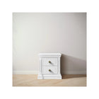 White Solid Beech Nursery Nightstand Styled Room View with Brass Knobs - Silva Jackson | Bambi Baby