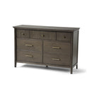 Charcoal Wood Maxi Cosi Reid 7-Drawer Double Dresser with Brass Hardware - 3/4 Angle | Bambi Baby