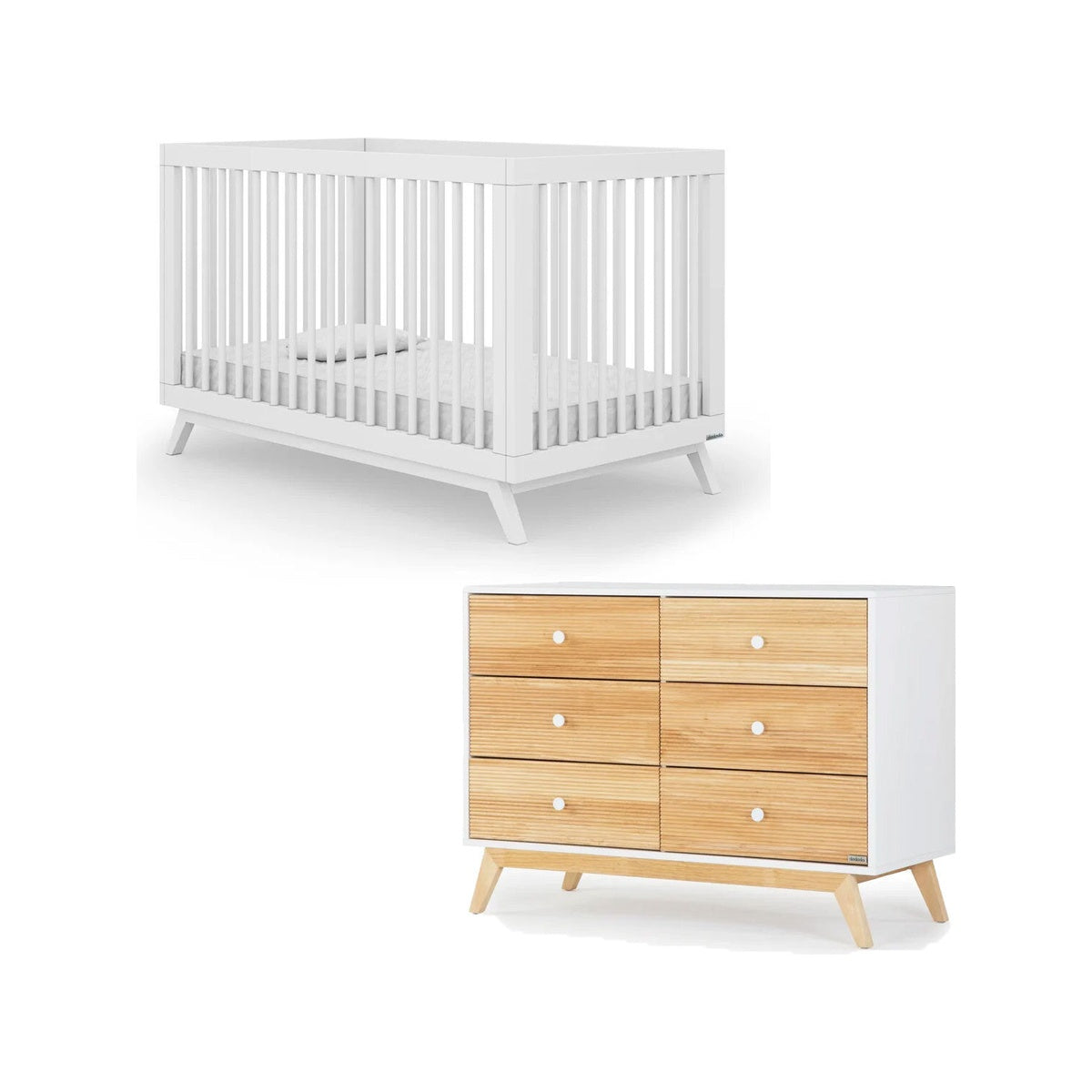 dadada Soho White Crib + Merry Dresser Bundle- Bambi Baby