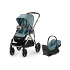 Stormy Blue CYBEX Gazelle S + Cloud G Pro Travel System, Taupe Frame - 3/4 Angle View | Bambi Baby