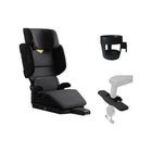 Black Axkid UP High-Back Booster Car Seat with Cup Holder and Load Leg - Angled View | Bambi Baby