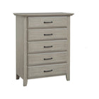 Stone Wash Wood 5 Drawer Tall Chest with Black Hardware - Front View | Bambi Baby