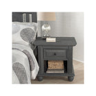 Arctic Gray Oxford Baby London Lane Nightstand - Open Shelf and Drawer Styled Bedroom | Bambi Baby