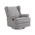 Gray Fabric Oxford Baby Teegan Nursery Swivel Glider Recliner - Angled Front View | Bambi Baby