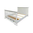 White Wood Sorelle Portico Crib to Full Size Bed Conversion Rails with Under-Bed Drawers - Side Angle | Bambi Baby