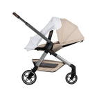 White Mesh Joolz Sun Cover on Beige Stroller - Front Angle View | Bambi Baby