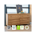 Natural Oak Kids Dresser - Styled in Child's Room with GREENGUARD Gold Certified Badges | Bambi Baby