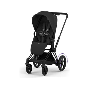 Sepia Black CYBEX e-PRIAM Electric Stroller Matte Black Frame - Front Three Quarter View | Bambi Baby
