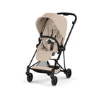 Cozy Beige CYBEX MIOS Lightweight Stroller Matte Black Frame - Three-Quarter Front View | Bambi Baby