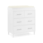 Bianca White Wood Nursery Dresser with Changing Top, Silver Handles - Front View | Bambi Baby