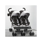 Charcoal Galaxy Jeep Scout Double Stroller showing dual canopies and side-by-side seats - 3/4 View | Bambi Baby