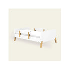 White Natural dadada Muse Toddler Bed - 3/4 Angle with Safety Rails | Bambi Baby