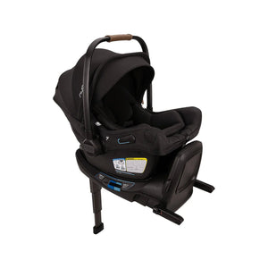 Caviar/Cognac Nuna PIPA Aire RX Infant Car Seat on RELX Base - Side Profile View | Bambi Baby