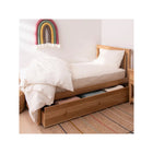 Natural Oak Trundle Drawer Pulled Out With Bedding Storage - Styled Kids Room | Bambi Baby