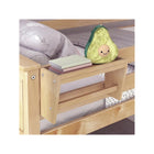 Natural Oak Bedside Tray with Books and Avocado Plush - Angled Styled View | Bambi Baby