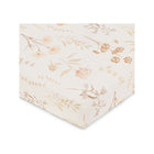 Crane Baby Violet Floral Fitted Crib Sheet, Ivory Cotton Sateen - Angled Corner View | Bambi Baby