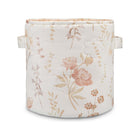 Violet Floral Quilted Cotton Nursery Storage Bin - Angled View with Handles | Bambi Baby