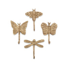 Antique Gold Metal Bee, Dragonfly & Butterfly Nursery Wall Hooks - Individual Motif Detail | Bambi Baby