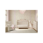 Whitewashed Ash Bellini Lucca Convertible Crib in Pink Floral Nursery - Wide Room View | Bambi Baby