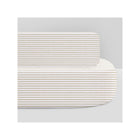 Tan Stripe Bellini Organic Jersey Cotton Oval Crib Sheet and Oval Changing Pad Cover - Top View | Bambi Baby