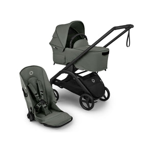 Forest Green Bugaboo Dragonfly Plus Bassinet & Seat Complete City Stroller - Components View | Bambi Baby