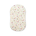 White Cotton Fitted Bassinet Sheet - Angled Flat Lay, Garden Print | Bambi Baby