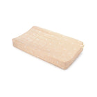 Ivory & Peach Cotton Quilted Changing Pad Cover - Angled Side View, Carrot Stripe Print | Bambi Baby
