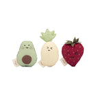 Embroidered Soft Plush Baby Rattles, Garden Fruit Set of Three - Front View | Bambi Baby
