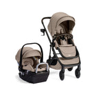 Teak Britax Prism Stroller with Willow S Car Seat and Alpine Base - Side Angle | Bambi Baby