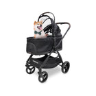 Black WonderFold Buddy 2-in-1 Pet Stroller with Shiba Inu - 3/4 Angle View | Bambi Baby