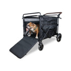 Black WonderFold Max Large Pet Stroller Wagon with bulldog using entry ramp - Front Angle | Bambi Baby