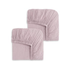 Mauve Organic Muslin Fitted Crib Sheets 2-Pack - Corner Detail View | Bambi Baby