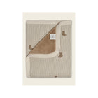 Beige Organic Cotton Bear Print Striped Baby Cuddle Blanket - Corner Folded Showing Chenille Reverse | Bambi Baby