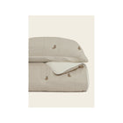 Taupe Striped Organic Cotton Muslin Bears Quilt and Sham Set - Full Product View | Bambi Baby