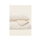 White Organic Muslin Lily Floral Crib Quilt and Sham Set, Blue Bow Print - Product View | Bambi Baby