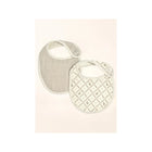 Cream Organic Cotton Muslin Bibs, Gray Stripe & Duck Diamond Print - Product Pair View | Bambi Baby