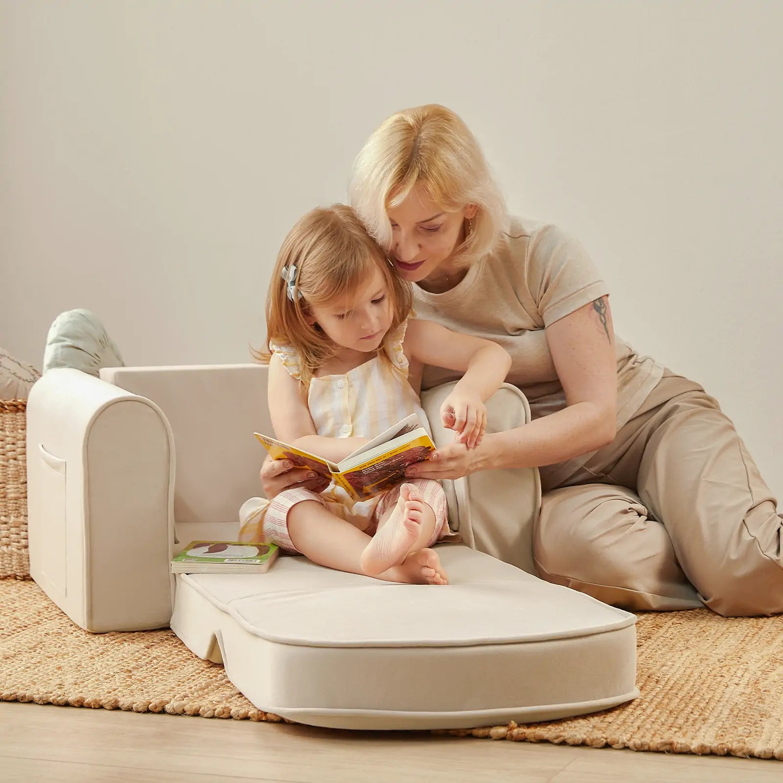 Tiny Land® GentleSnug Kid Chair - Beige White- Bambi Baby