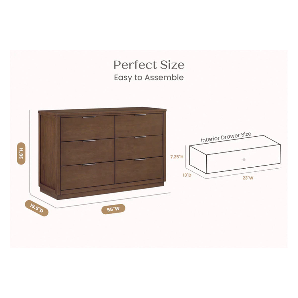 Delta Children Forever- Classic 6 Drawer Dresser - Assembled- Bambi Baby
