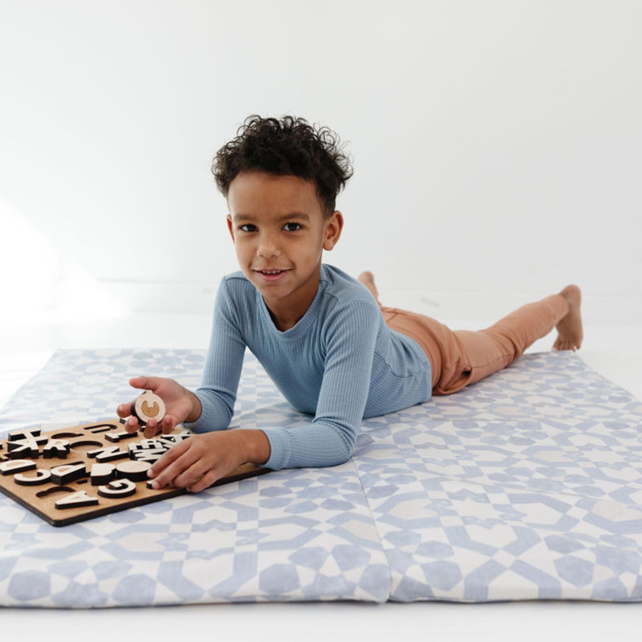 Toki Kids Blue Tile Vegan Leather Mat- Bambi Baby