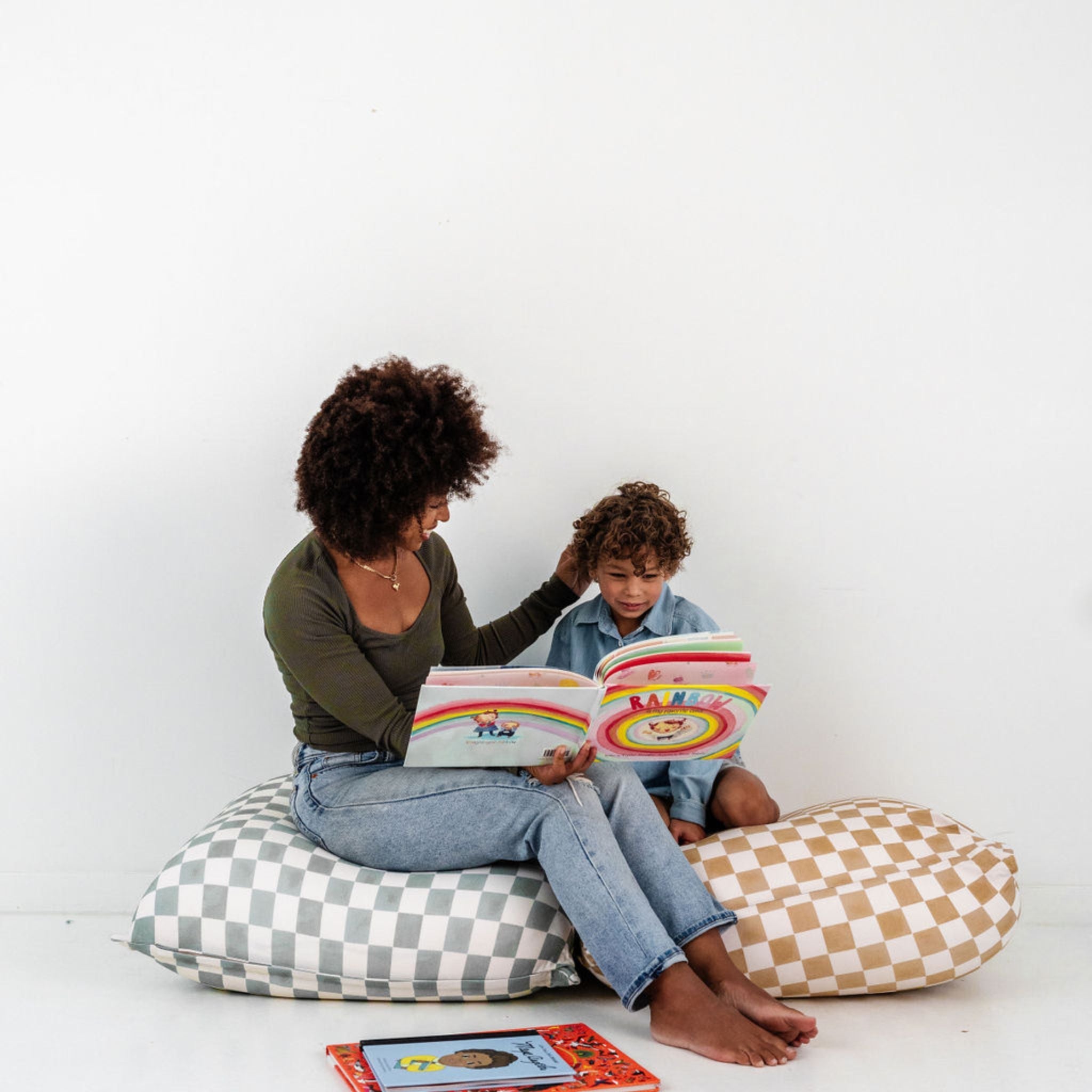 Toki Kids Checker Toffee Bean Bag- Bambi Baby