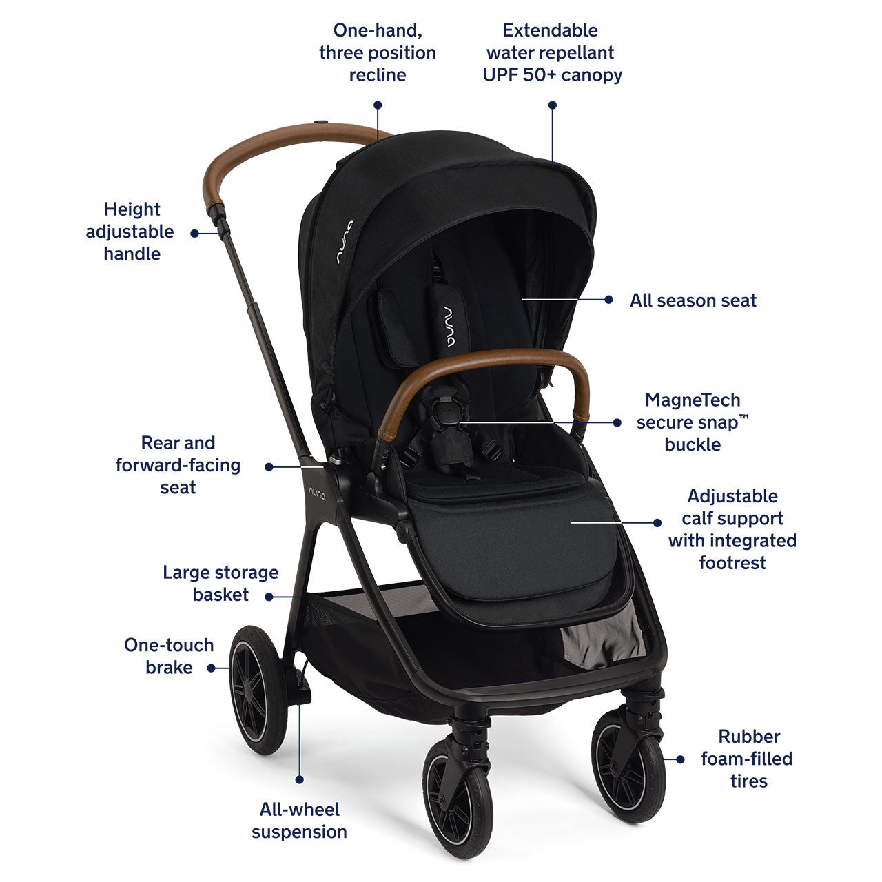 Nuna TRIV Next Stroller w/ Magnetic Buckle- Bambi Baby