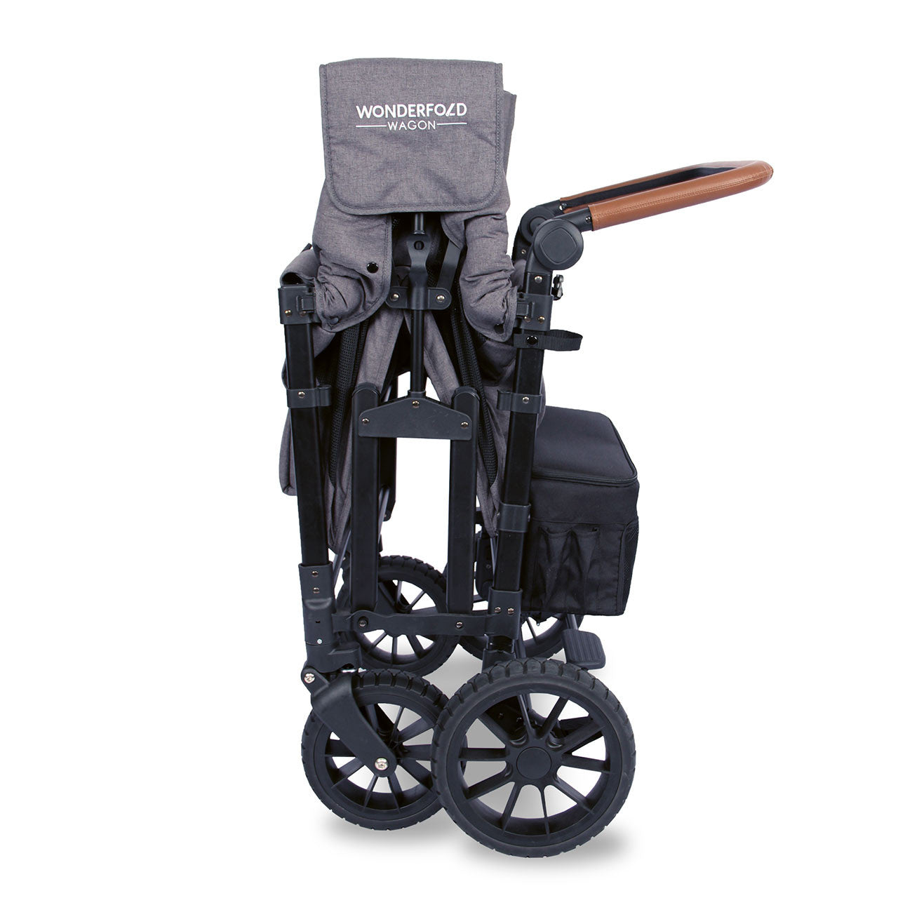 Wonderfold W4 LUXE Quad Stroller Wagon in Charcoal Gray with Black Frame- Bambi Baby